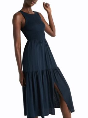 Nation LTD Los Angeles Clementine Midi Dress Smocked Sleeveless Small Blue NWT